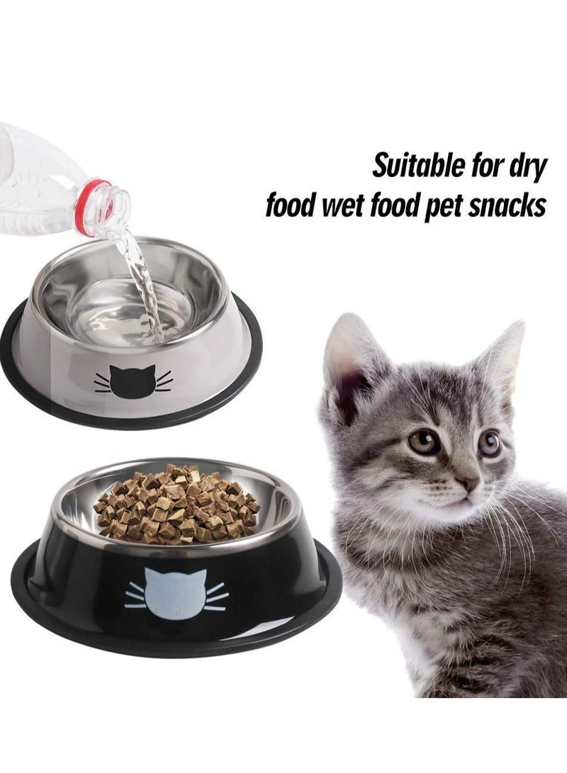 أوعية طعام الحيوانات الأليفة، عبوة من قطعتين من أوعية القطط والكلاب المصنوعة من الفولاذ المقاوم للصدأ بقاعدة قابلة للإزالة، وأطباق مياه مانعة للانزلاق سعة 8 أونصات - Image 1