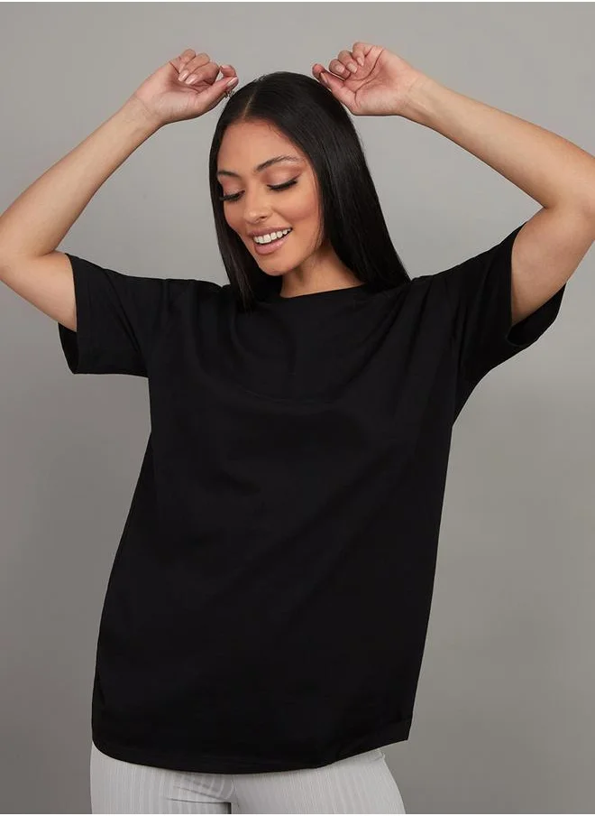 Styli Styli Pack of 2 - Solid Cotton Oversized T-shirt