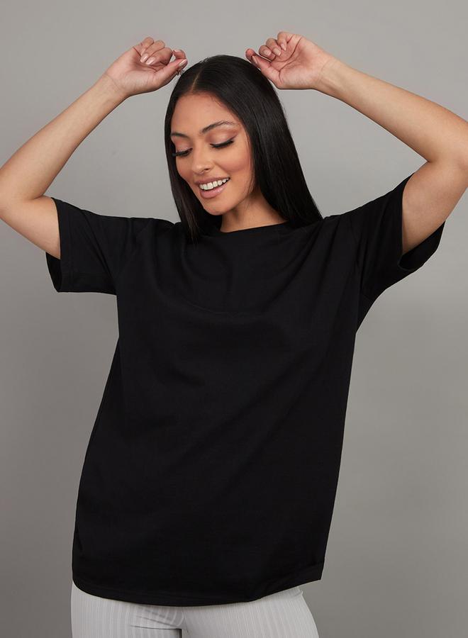 Styli Styli Pack of 2 - Solid Cotton Oversized T-shirt  - Image 2