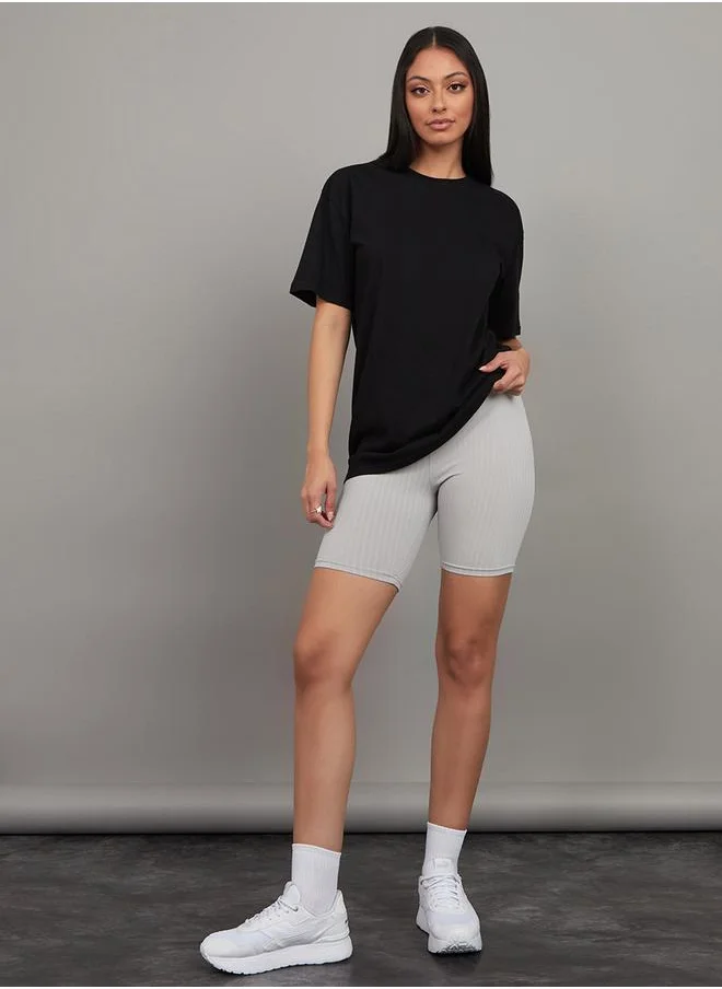Styli Pack of 2 - Solid Cotton Oversized T-shirt