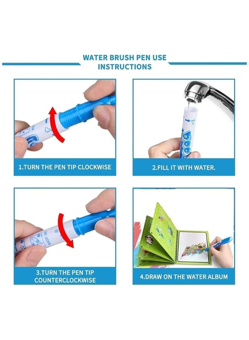 Magical Watercolor Book for Kids, Endless Fun with Water (Pack of 4 Books) Reusable Watercolor Painting Board with Large Water Pen, Aqua Doodle Birthday Gift  - Image 4