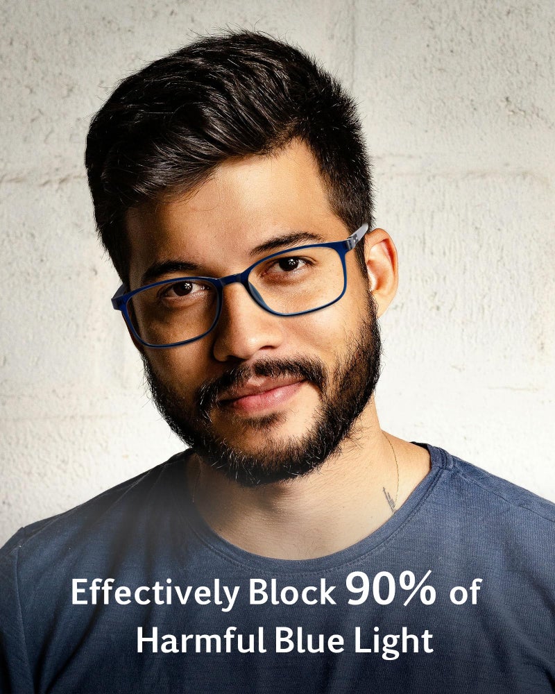ANRRI Blue Light Blocking Glasses Anti Eyestrain UV Filter Computer Game Eyeglasses Lightweight Blue Frame - Image 3
