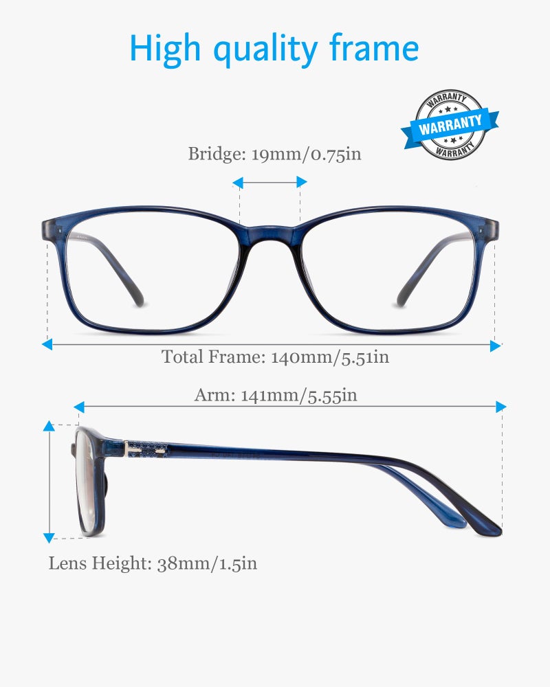 ANRRI Blue Light Blocking Glasses Anti Eyestrain UV Filter Computer Game Eyeglasses Lightweight Blue Frame - Image 4