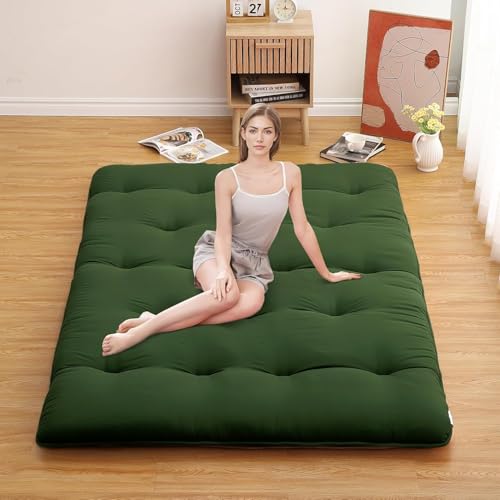 Deevine Craft Quilt Cotton Floor Bed Mattress, Foldable,Rollable Movable Single Bed Comfort Gadda 1 Sleeping Capacity, S Quilted Design (Bottle Green, Single Bed 72X36X5 Inches) - Image 1