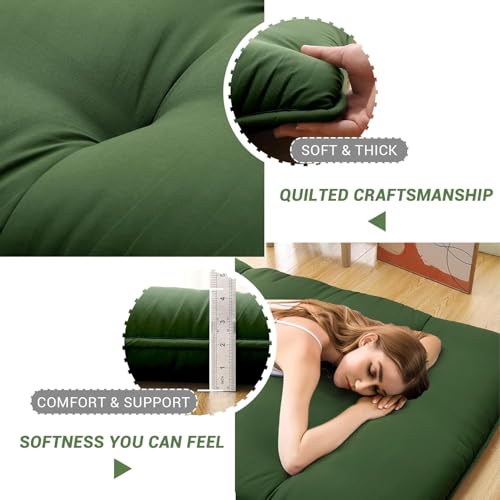 Deevine Craft Quilt Cotton Floor Bed Mattress, Foldable,Rollable Movable Single Bed Comfort Gadda 1 Sleeping Capacity, S Quilted Design (Bottle Green, Single Bed 72X36X5 Inches) - Image 3