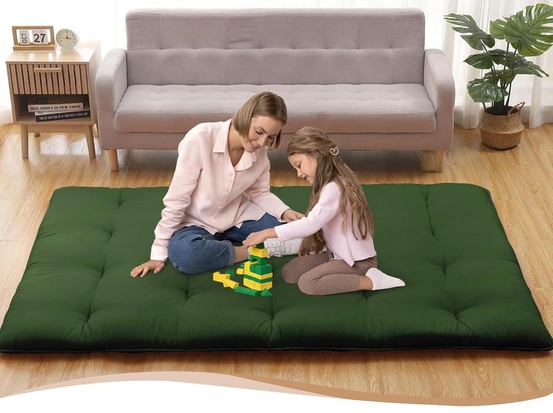 Deevine Craft Quilt Cotton Floor Bed Mattress, Foldable,Rollable Movable Single Bed Comfort Gadda 1 Sleeping Capacity, S Quilted Design (Bottle Green, Single Bed 72X36X5 Inches) - Image 5