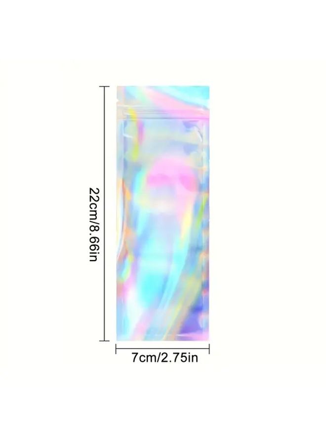 100 Packs Holographic Mylar Bags Resealable Smell Proof For Candy Jewelry - Image 3