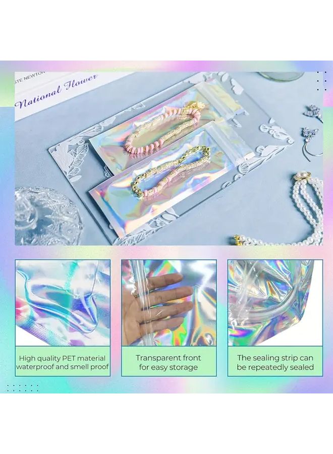 100 Packs Holographic Mylar Bags Resealable Smell Proof For Candy Jewelry - Image 5