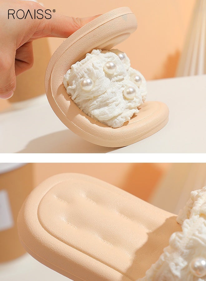 رويس صنادل صيفية للأطفال، شباشب صيفية مريحة بنعل غير قابل للانزلاق، شباشب خفيفة الوزن قابلة للتنفس مزينة باللؤلؤ، أحذية شاطئية كاجوال للبنات - Image 4