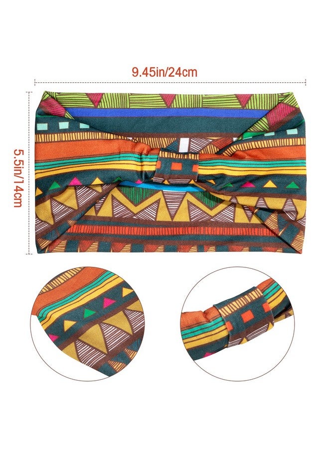 WILLBOND 4 Pieces African Headbands Yoga Headband Stretchy Wide Knotted African Hair Band Hair Accessories for Women and Girls (Vintage Series) - Image 4