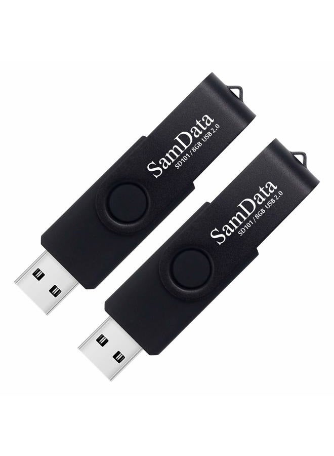 SamData 8GB USB Flash Drives 2 Pack 8GB Thumb Drives Memory Stick Jump Drive with LED Light for Storage and Backup (2 Pack Black) - Image 1