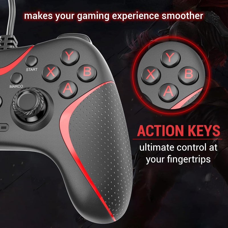 Ant Plus Leo 200 Wired Gamepad with Integrated Force Feedback, ABXY Keys, Ergonomically Design, 1.8m USB Cable for PC - Image 4