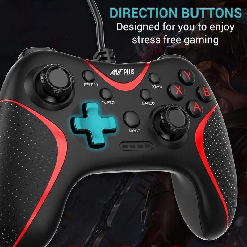 Ant Plus Leo 200 Wired Gamepad with Integrated Force Feedback, ABXY Keys, Ergonomically Design, 1.8m USB Cable for PC - Image 2