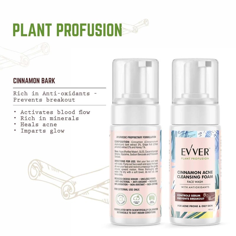 Essentium Phygen Evver Cinnamon Acne Cleansing Foam Profused with Cinnamon and Tea Tree Oil 100 ml - Image 4