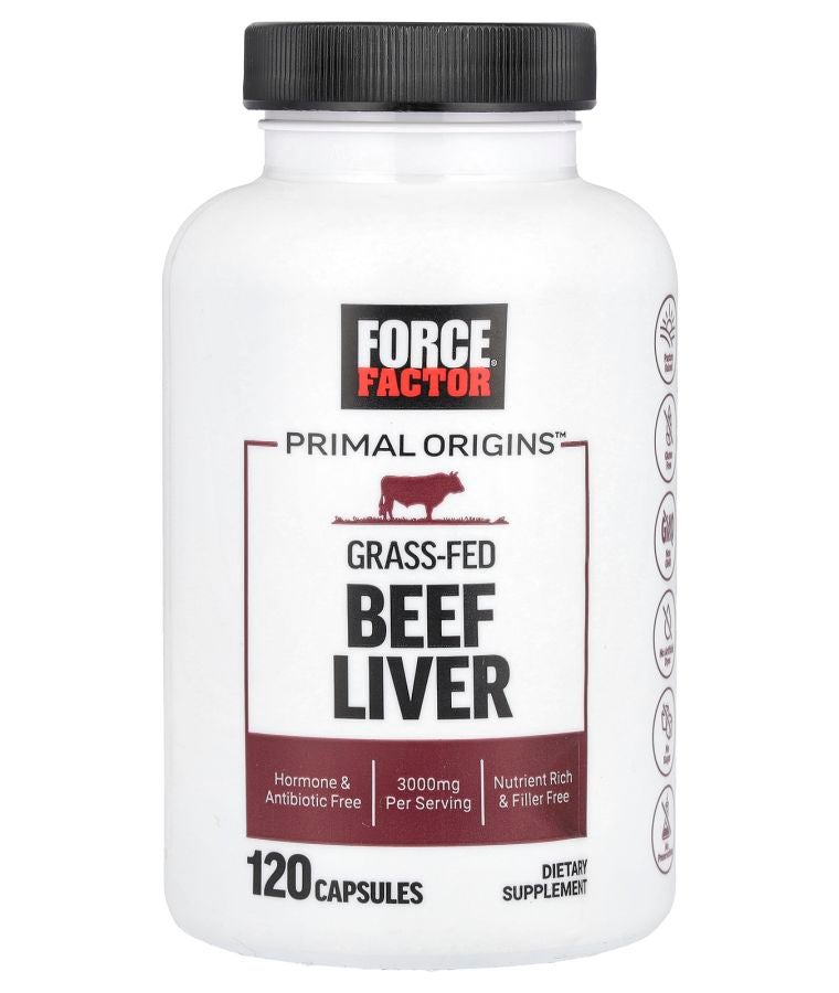 Force Factor Primal Origins™ Grass-Fed Beef Liver 120 Capsules (750 mg per Capsule)