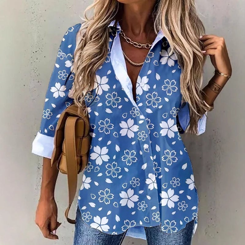 Women's Printed Long Sleeve Button Down Shirt - Image 2