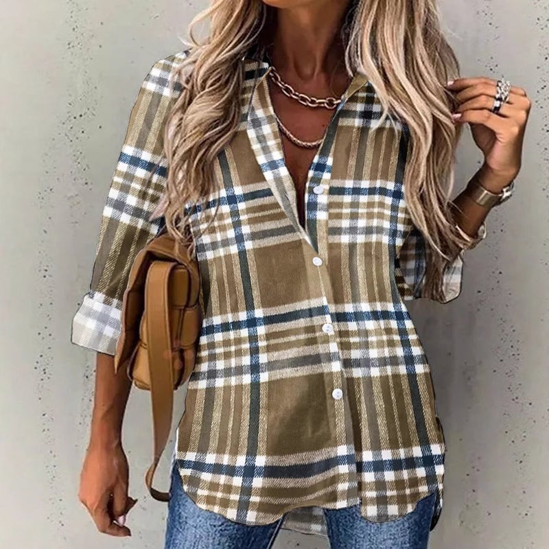 Women's Printed Long Sleeve Button Down Shirt - Image 3