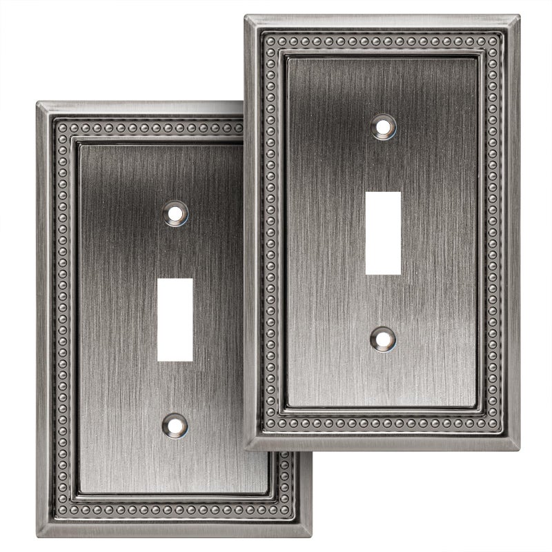 Henne Bery Sunken Pearls Heavy Duty Decorative Wall Plate Switch Plate Outlet Cover (Single Toggle, 2 Pack, Heirloom Silver) - Image 1