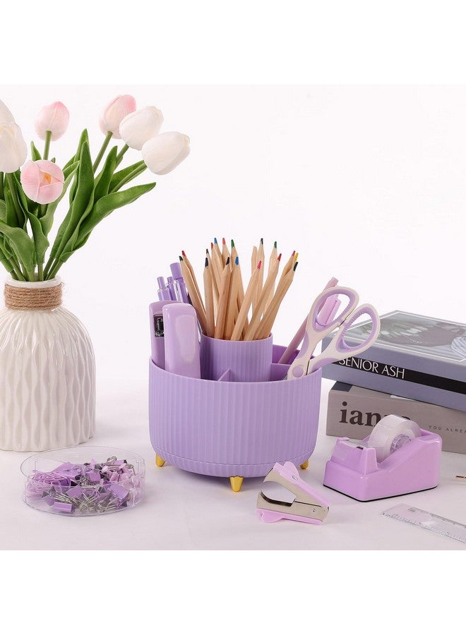 Skydue Purple Office Supplies Set, Purple Office Desk Accessories 10Pcs, Pencil Holder For Desk, Stapler, Tape Dispenser, Scissors, Ruler, Binder/Paper Clips And 1000Pcs Staples,Desk Supplies Set - Image 2