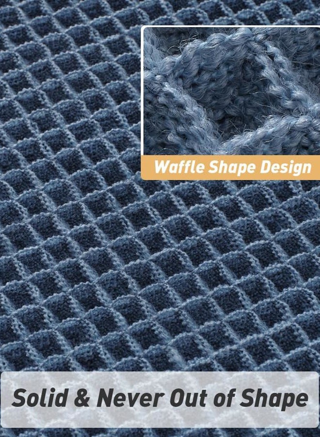 AMOAMI Upgraded Waffle Bath Mat, Super Absorbent Non Slip Bath Mats for Bathroom Floor, Machine Washable Bathroom Rugs with Tassels, Rubber Backed Bathroom Mats, Ultra Soft, 18" x 30", Blue - Image 4