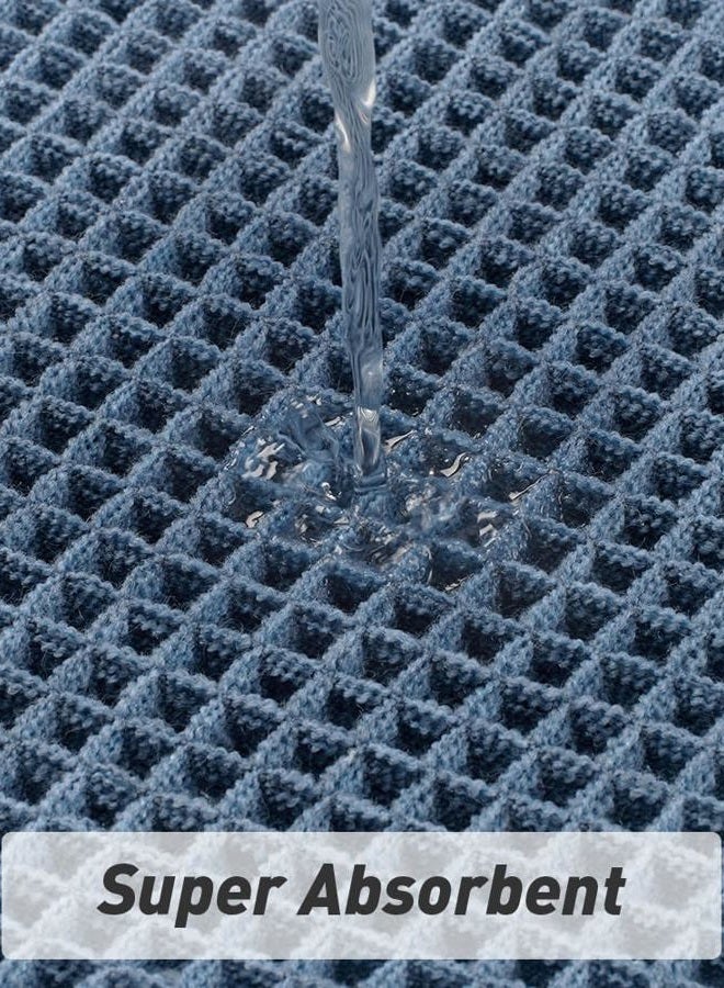 AMOAMI Upgraded Waffle Bath Mat, Super Absorbent Non Slip Bath Mats for Bathroom Floor, Machine Washable Bathroom Rugs with Tassels, Rubber Backed Bathroom Mats, Ultra Soft, 18" x 30", Blue - Image 2