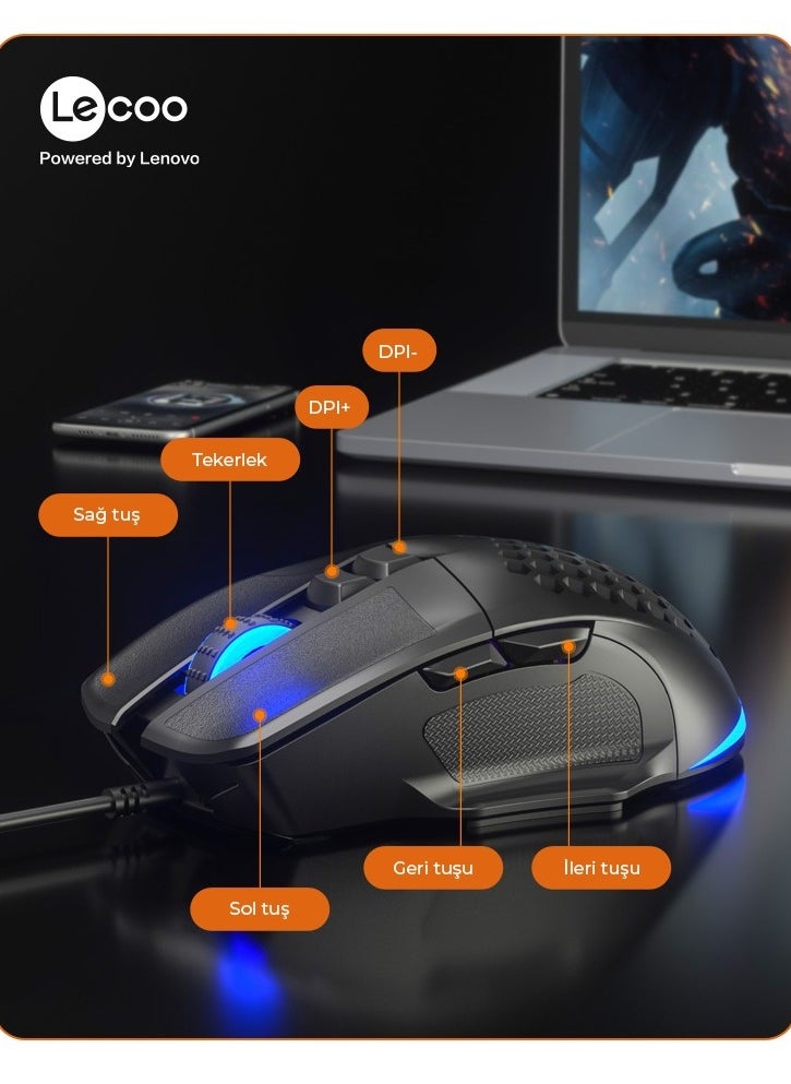 lecoo MS107 RGB Gaming Mouse – 3200DPI – 7 Button  - Image 4