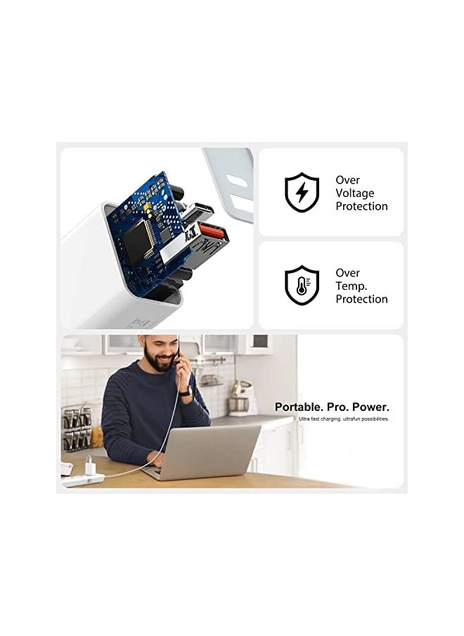 ماركة غير محددة شاحن حائط USB C pack 3، محول طاقة مزدوج بقدرة 20 واط QC+PD 3.0، كتلة شحن سريعة مزدوجة لهواتف iPhone 13/14/15/16/16 Pro/Pro Max/Plus، XS/XR/X، ساعة Series 8/7 مكعب، أبيض  - Image 5