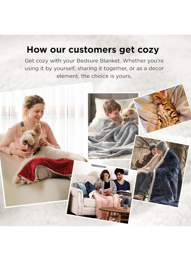 Bedsure Bedsure Sherpa Fleece Blanket Queen Size Grey Plush Blanket Fuzzy Soft Blanket Microfiber  - Image 5