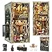 MiniCity Book Nook Kit DIY Doll House Booknook Miniature Kit for Bookshelf Doll Houses for Adults Teen Halloween 3D Wooden Puzzle Bookends with Led Light and Dust Cover Saisons Caf - Image 2