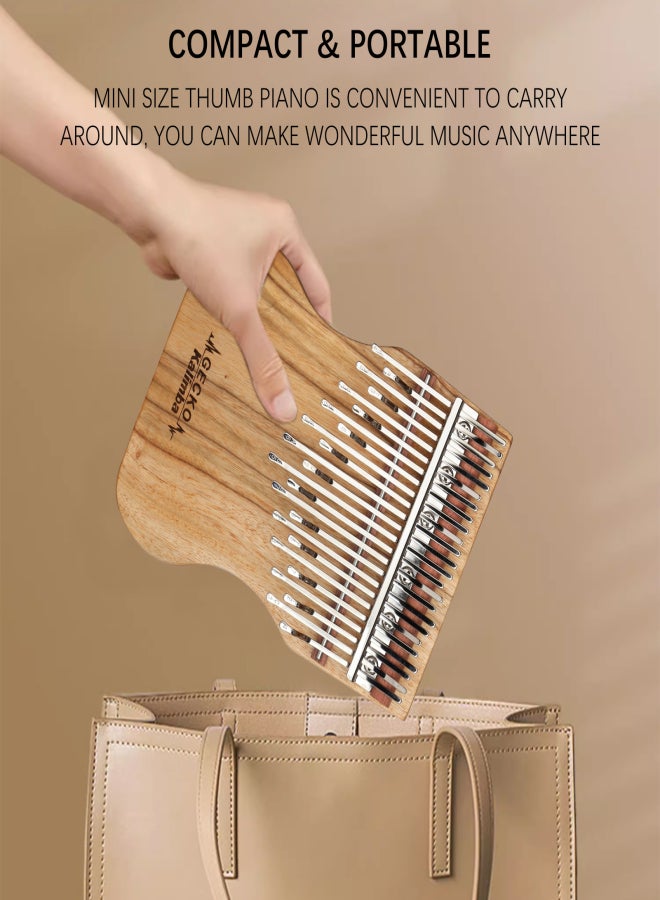 جيكو بيانو إبهام خشبي صغير محمول من جيكو مزود بـ 24 مفتاحًا، آلة موسيقية صغيرة لمحبي الموسيقى والمبتدئين مع حقيبة بسحاب ومطرقة ضبط وملصق وقطعة قماش قابلة للمسح وحقيبة تخزين وكتاب موسيقى - Image 2