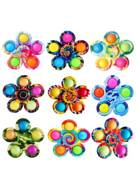 Fidget Spinners Set of 9, Fidget Toy Set for Kids, Pop Fidget Toy, Hand Toy for Stress Relief, Sensory Toys for Autism, Popper Spinners for ADHD Anxiety