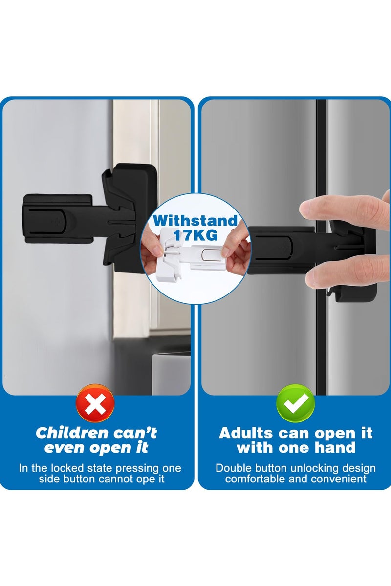 CMGTYYD 2 Pcs Child Proof Refrigerator Lock, Upgrade Pet Safety Refrigerator/Fridge/Freezer Door Lock Automatically Lock While Closing The Door No Tools Required and Easy Installation(Black) - Image 4