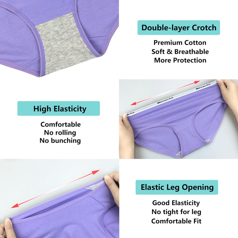 Mesachy Girls Underwear Cotton Panties for Teens Girl Kids Briefs Pack of 8 - Image 4