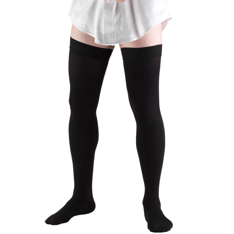 Truform Truform Compression Socks 2030 mmHg Mens Dress Socks Thigh High Over Knee Length Black Large