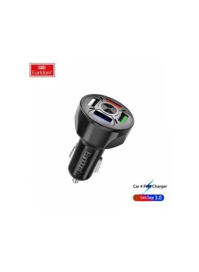 Earldom Car Charger Quick Charge 3.1A With LED 4 USB PORTS Black - Image 2