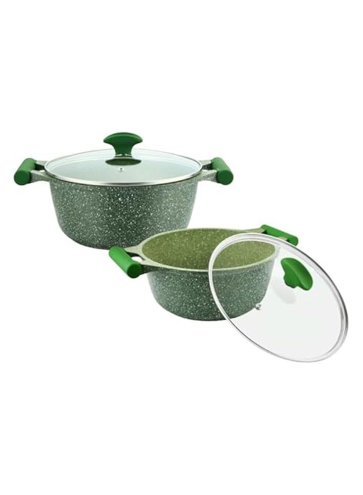 Green Tiger Essentials Pots and Pans Set | Granite 6 Piece Non-Stick Cast Aluminium Cookware set | Induction Base | Non Stick Cooking Set Combo - Image 1