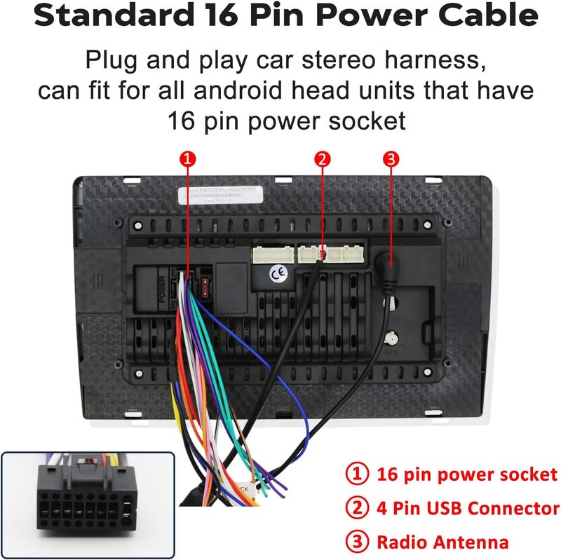 Fiegromech Car Stereo Wiring Harness for 2012 and Above Toyota - 16 Pin ISO Connector with USB Adapter and Reversing Wire - Image 4