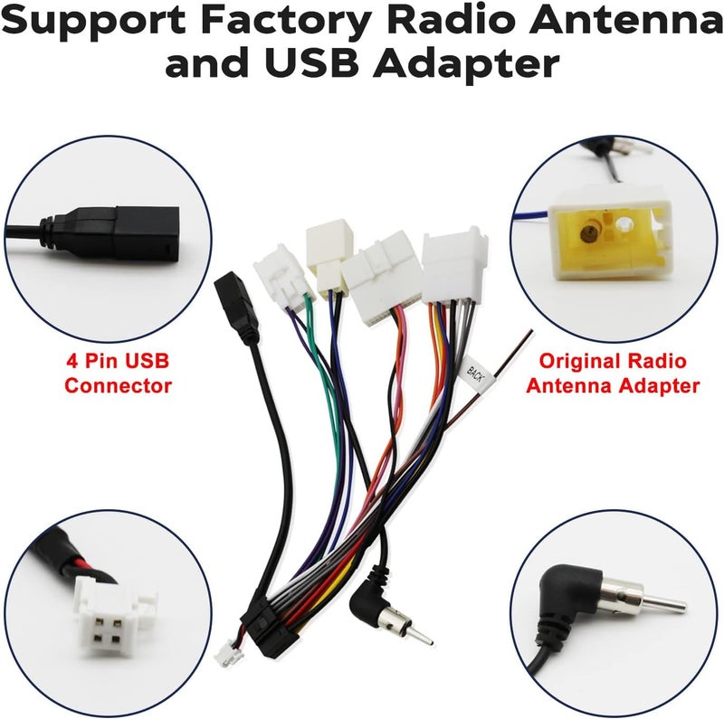 Fiegromech Car Stereo Wiring Harness for 2012 and Above Toyota - 16 Pin ISO Connector with USB Adapter and Reversing Wire - Image 5