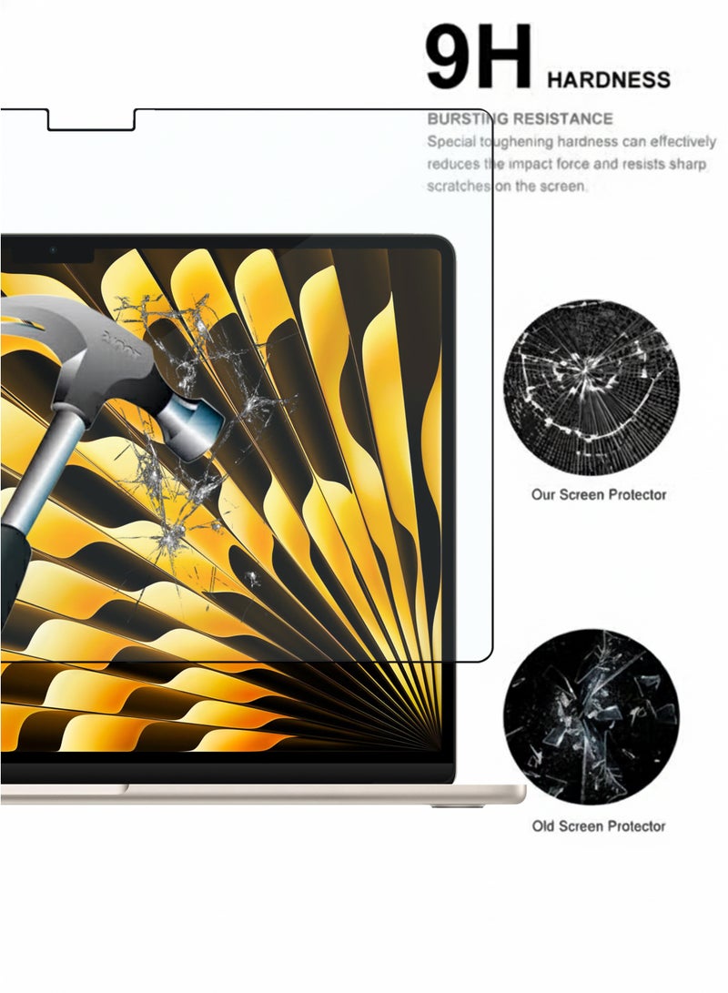 Apple Macbook Air 15 inch M4 Chip (2025) Tempered Glass Screen Protector | HD Scratch Resistant, High Transparency, Delicate Touch, Anti-Explosion, Bubble-Free | Easy Installation for Apple Macbook Air 15 inch M4 Chip (2025)  - Clear - Image 3