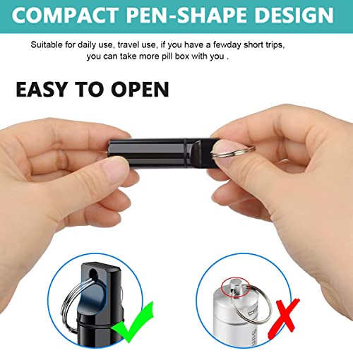HANNEA® 3PCS Aluminum Keychain Medication Pill Box, Waterproof Mini Metal Pill Holder Medicine Bottle for Outdoor, Travel, Camping - Image 5