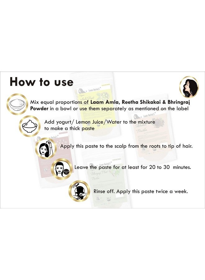 Laam Amla, Reetha, Shikakai & Bhringraj Powder| Results In One Wash | Long, Strong & Natural Hair (4X80 G) - Image 2