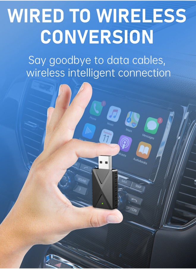 2 in 1 Wireless Carplay Auto Adapter 2025 Upgrade, Mini Box with Bluetooth 5.0 and WiFi for Wired CarPlay/Auto Cars, Mini Size, Stable Control & No Delay