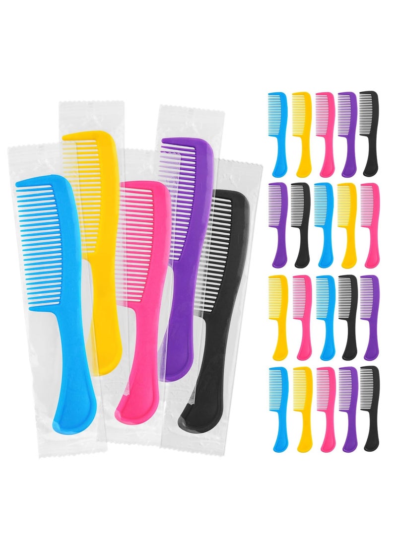 HQSLsund 25 pcs Combs In Bulk Individually Wrapped Colorful Hair Combs Bulk Combs For Homeless Individually Wrapped For WomenKidsHotelAirbnbShelterHomelessblackyellowpinkbluepurple 