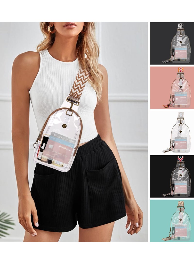 Excefore Transparent PVC Crossbody Chest Backpack Guitar Strap Mini Casual Daily Bag for Concert or sport events - Image 2