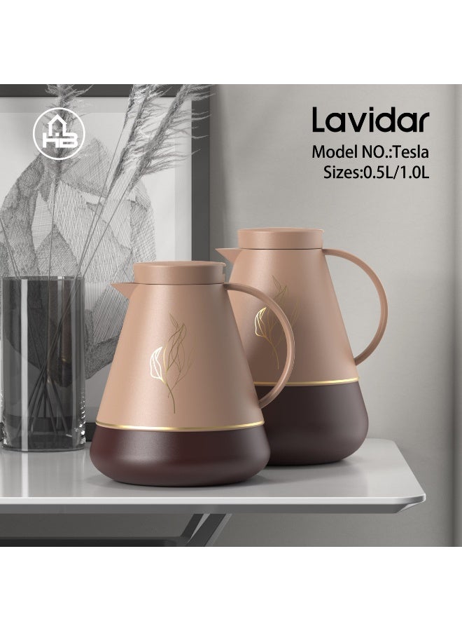 Lavidar vaccum flask 0.5ml/Elegant Thermos/Glass inner/Hot&Cold/HB
