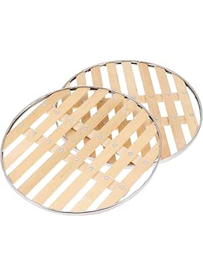 2Pcs 26Cm Bamboo Steamer Basket For Dumplings Dim Sum And Food Steaming - Image 1