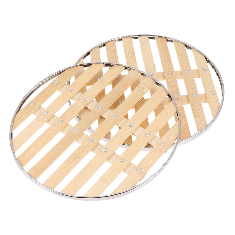 2Pcs 26Cm Bamboo Steamer Basket For Dumplings Dim Sum And Food Steaming - Image 2