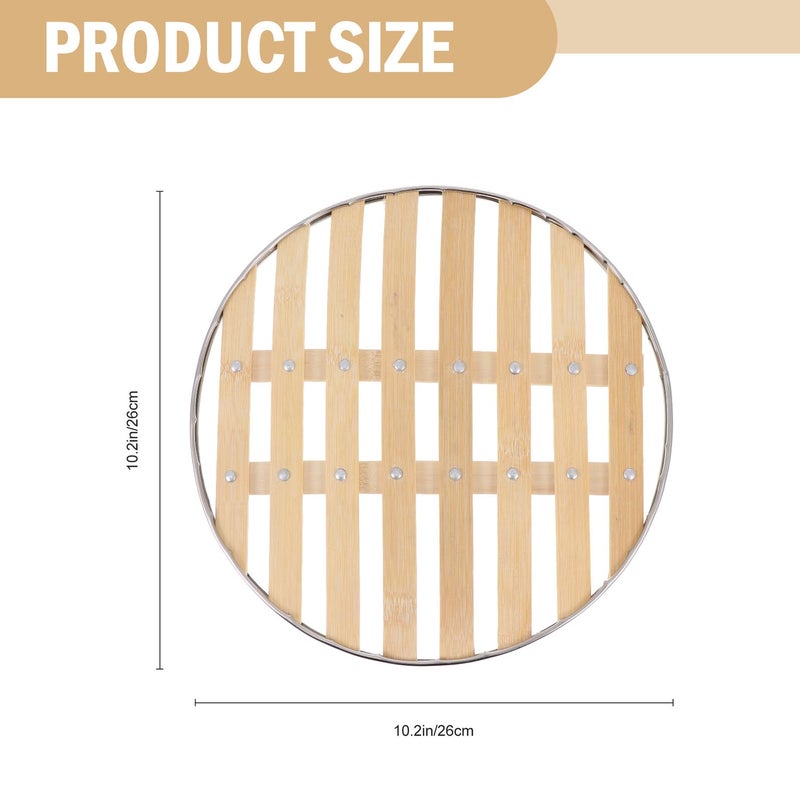 2Pcs 26Cm Bamboo Steamer Basket For Dumplings Dim Sum And Food Steaming - Image 3