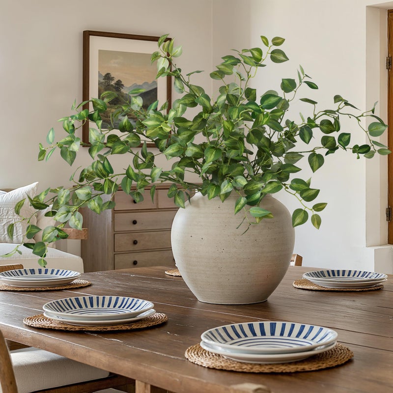 HyeFlora 5PCS Artificial Eucalyptus Leaves Stem Plants for Spring Decor, 32.7 inch Fake Leaves Greenery Branches Green Shrubs Silk Faux Foliage DIY Stems for Festival Home Kitchen Farmhouse(Green) - Image 1
