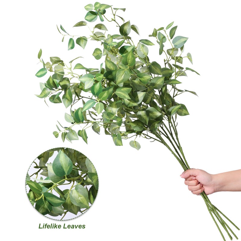 HyeFlora 5PCS Artificial Eucalyptus Leaves Stem Plants for Spring Decor, 32.7 inch Fake Leaves Greenery Branches Green Shrubs Silk Faux Foliage DIY Stems for Festival Home Kitchen Farmhouse(Green) - Image 4